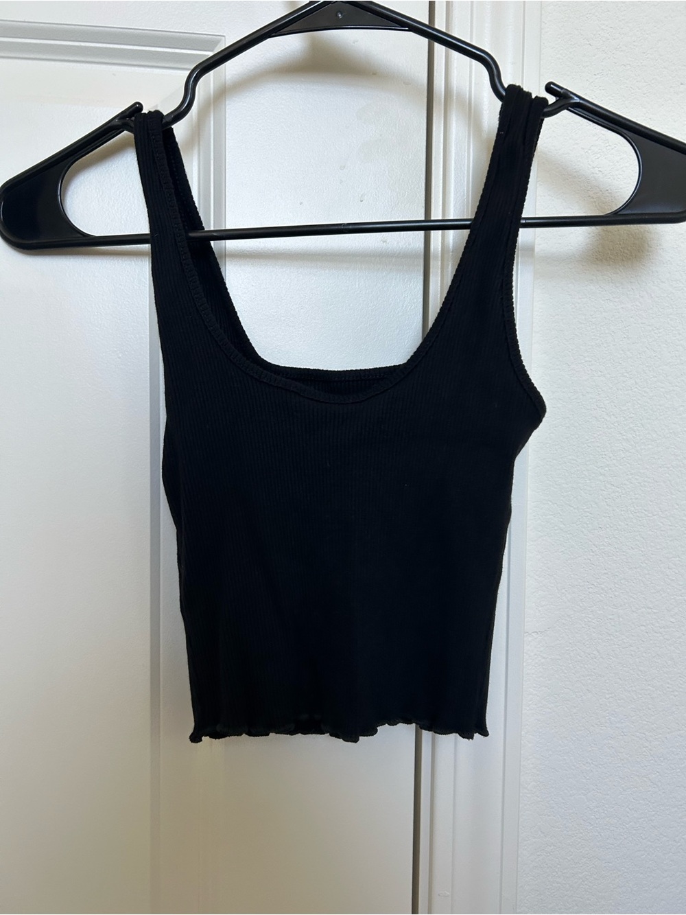 Black Ribbed Square-Neck Tank Top - Picture 3 of 3